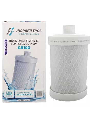Refil carbon 5″ Rosca na tampa Hidrofiltros